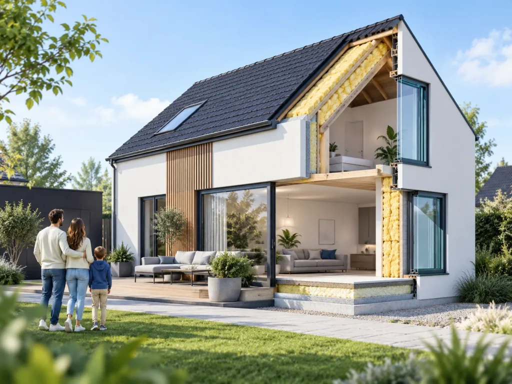 Moderne woning met zichtbare woningisolatie voor duurzaam en energiezuinig wonen met Premium Isolatie.