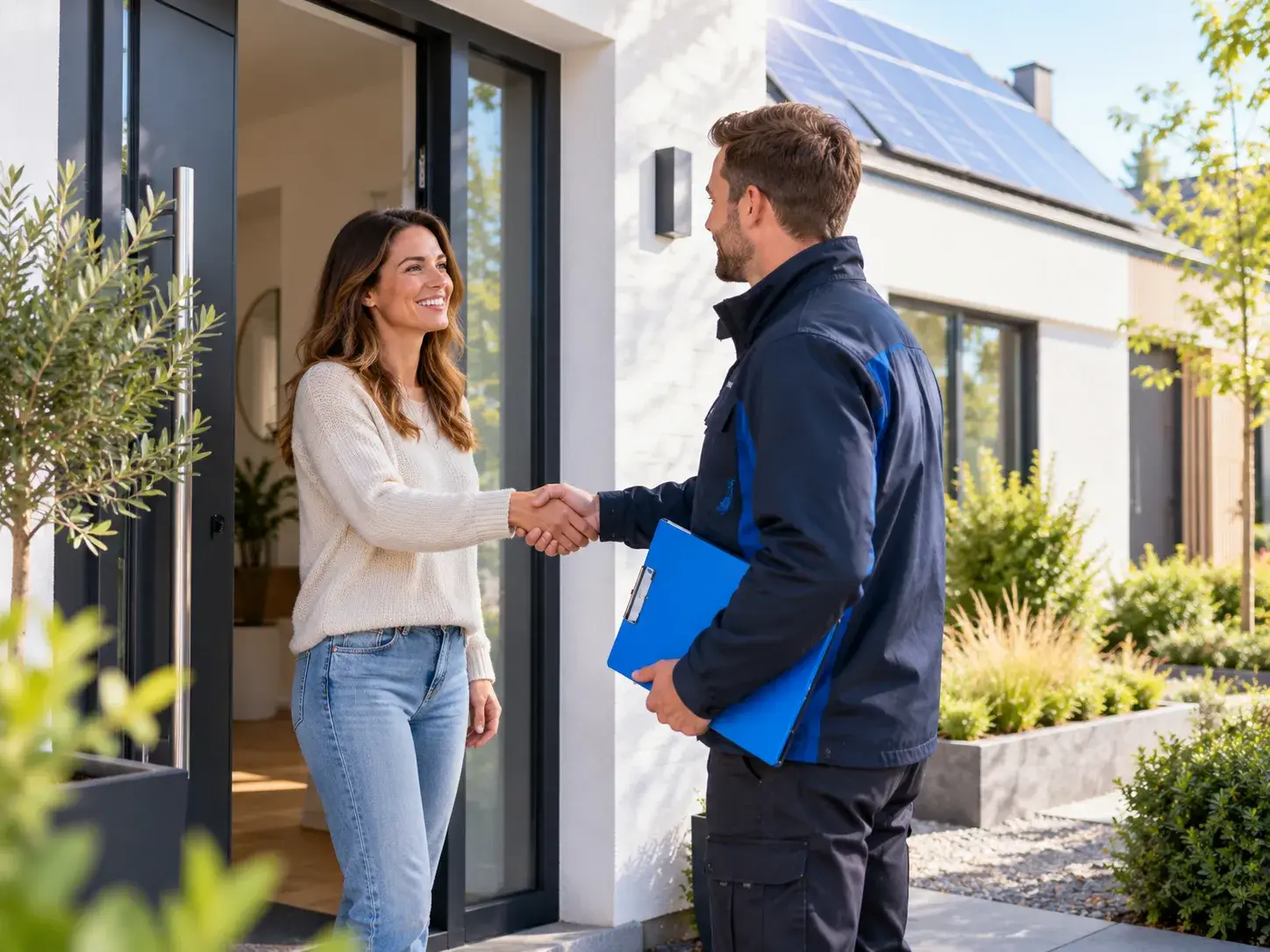 Contact met Premium Isolatie tijdens een huisbezoek voor advies over woningisolatie en het verduurzamen van de woning.